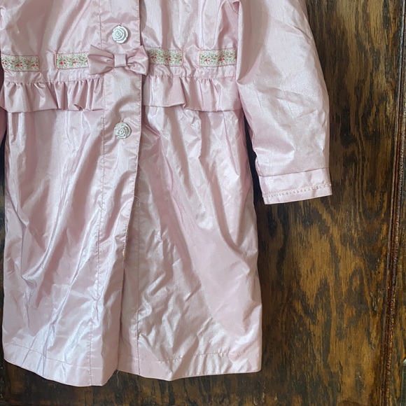 Vintage pink formal coat size 4 rose buttons trench coat style shimmer jacket - Picture 2 of 10